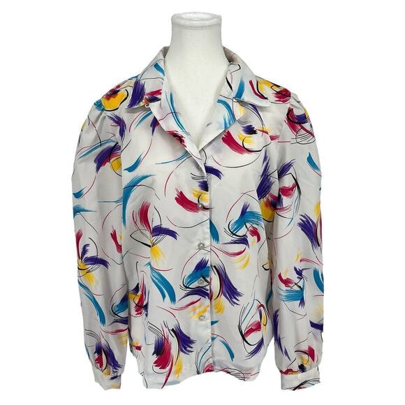 Vintage 90’s Rhoda Lee Blouse Button Down Paintbrush Pink Purple 16 - Picture 4 of 9